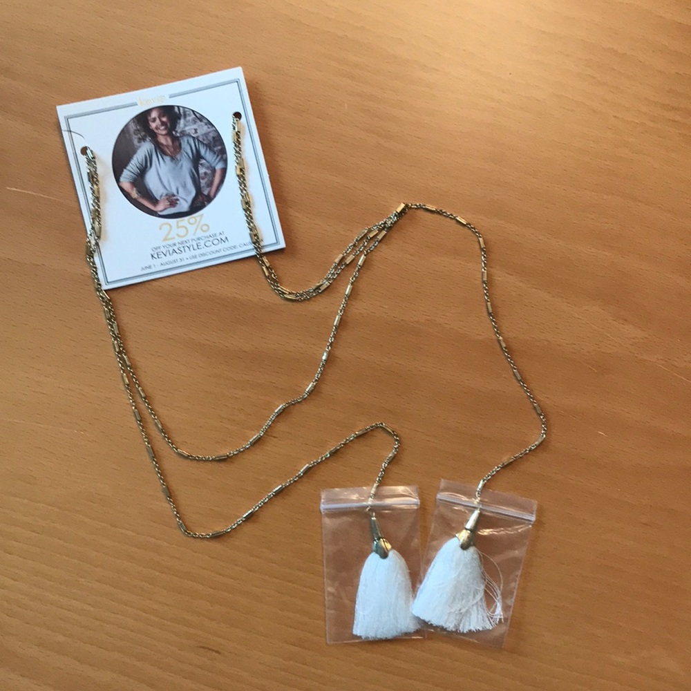 🆕 KEVIA Multiway Tassel Necklace Gold White NWT
